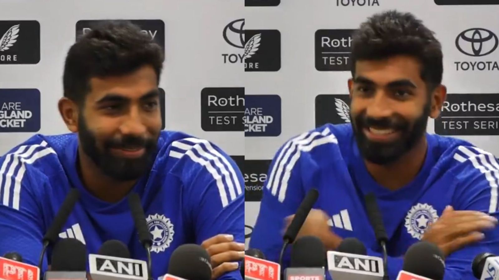 जसप्रीत बुमराह की प्रेस कांफ्रेंस में पत्रकार की बीवी का आया फोन कॉल तो सबकी छूटी हंसी, बुमराह बोले - मैं उठाउंगा...VIDEO प्रेस कांफ्रेंस के दौरान जसप्रीत बुमराह