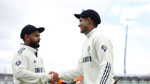  Shubman Gill of India celebrates with Rishabh Pant after Day Five of the 2nd Rothesay Test Match between England and India at Edgbaston on July 06, 2025 in Birmingham, England. 