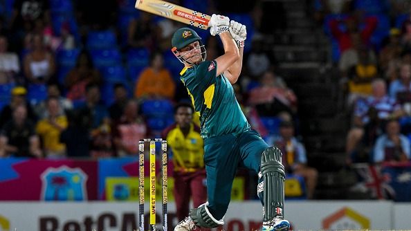 Cameron Green of Australia hits 6 during the fourth Twenty20