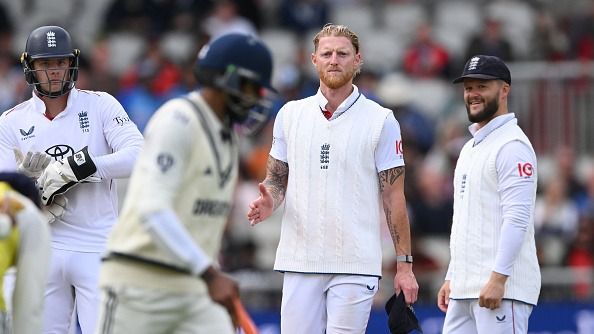 England captain Ben Stokes goes to shake hands with India batsman Ravindra Jadeja
