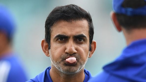 Gautam Gambhir of India blows a gum bubble