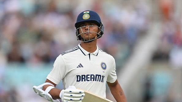 Yashasvi Jaiswal of India leaves the field after being dismissed