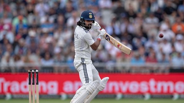  KL Rahul of India batting during day four of the fourth Rothesay Test Match between England and India at Emirates Old Trafford on July 26, 2025 in Manchester, England. 
