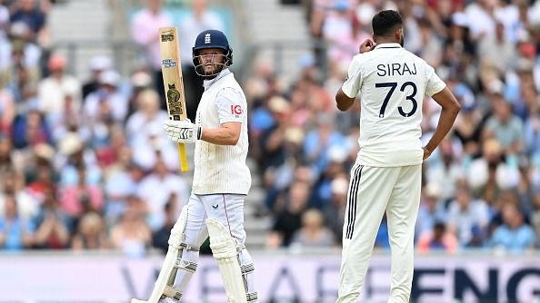 Ben Duckett of England celebrates his 50 during day four of the Fifth Test Match