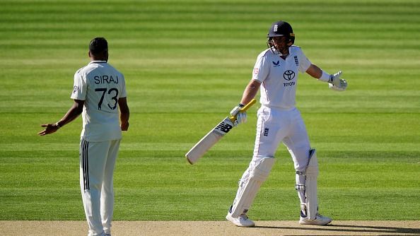England's Joe Root and India's Mohammed Siraj