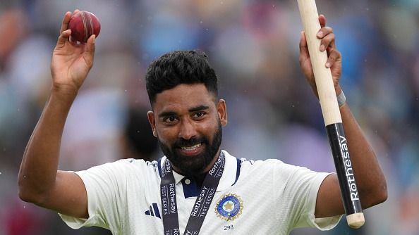 India's Mohammed Siraj celebrates after the match