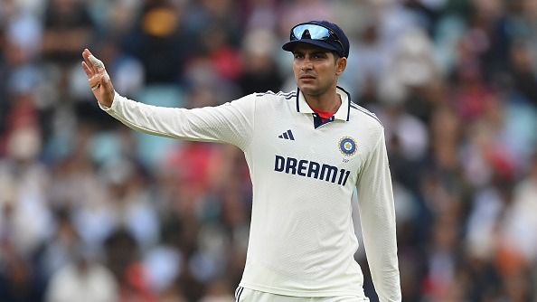 Shubman Gill of India gestures during the fifth TEST