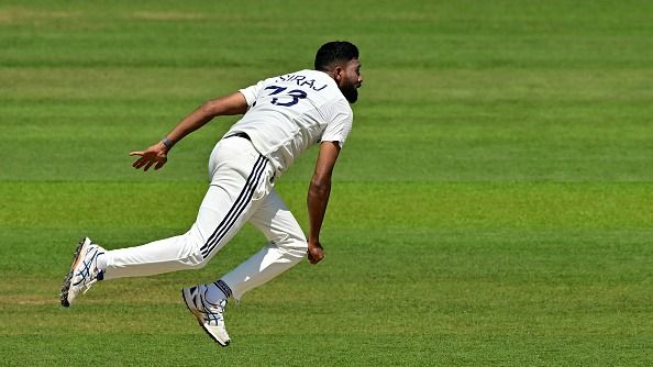 India's Mohammed Siraj bowls