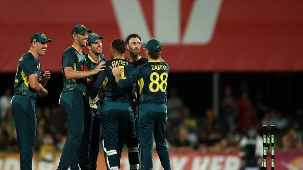 Glenn Maxwell of Australia celebrates 
