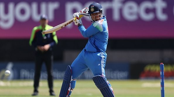 Vaibhav Suryavanshi of India hits through the offside during the 2nd ODI match between England U19's and India U19's