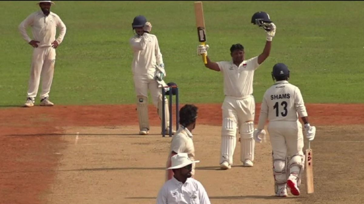 sarfaraz khan after smashing century in buchi babu
