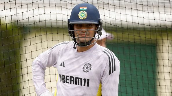 Shubman Gill of India looks on during an India nets session