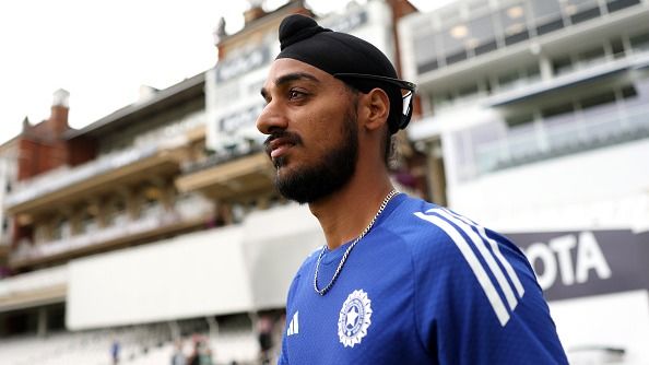 Arshdeep Singh of India during a India Nets Session