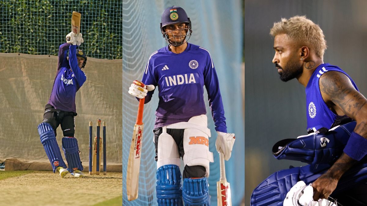 abhishek sharma, shubman gill and hardik pandya in nets