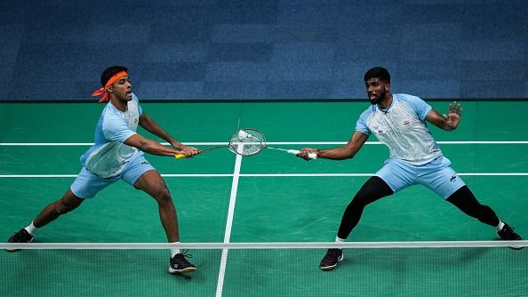 Rankireddy Satwik Sairaj (R) and Shetty Chirag Chandrashekhar of India