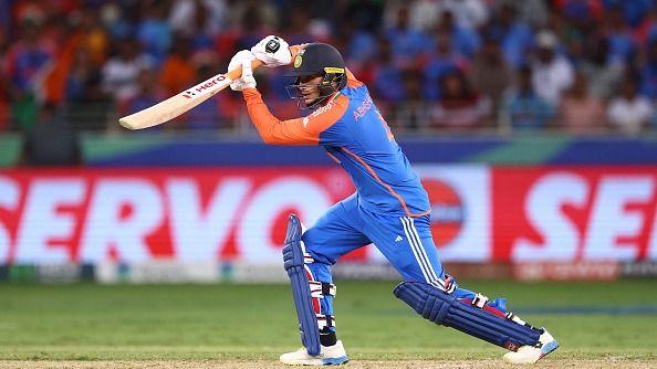 Abhishek Sharma of India  bats during the Asia Cup