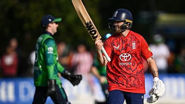 England batter Phil Salt after being dismissed during match one of the T20 International Series between Ireland and England