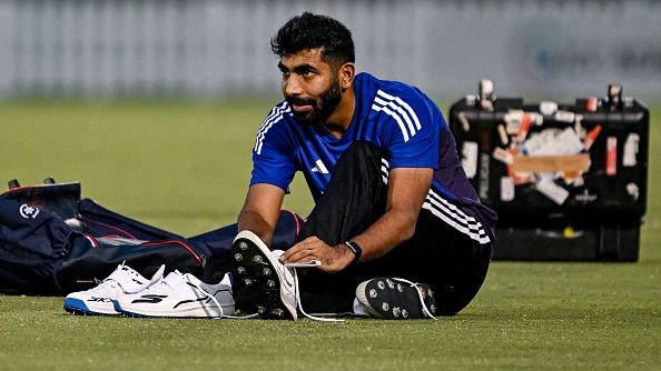 Jasprit Bumrah attends a practice session