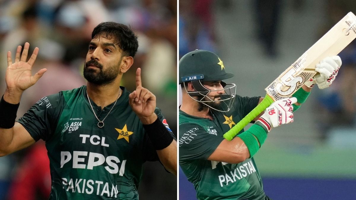पाकिस्तानी क्रिकेटर्स हारिस रऊफ और साहिबजादा फरमान को आईसीसी ने दोषी ठहराया, हारिस की काटी गई मैच फीस (Photo: AP)