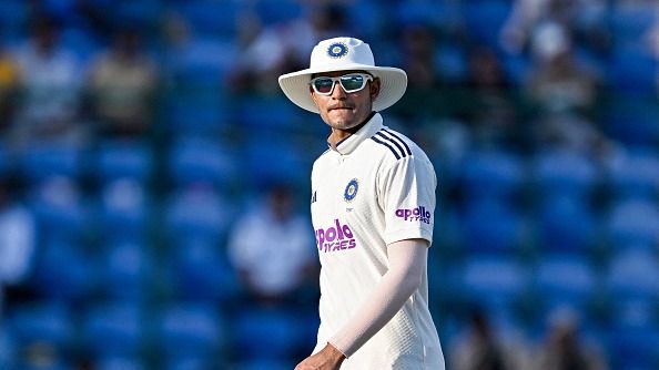 India's captain Shubman Gill looks on during the third day of the second and final Test cricket