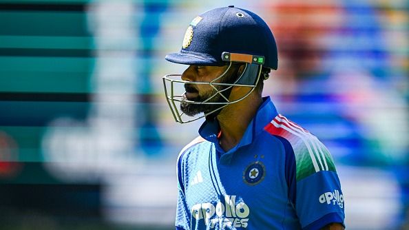 Virat Kohli of India  leaves the ground after getting out
