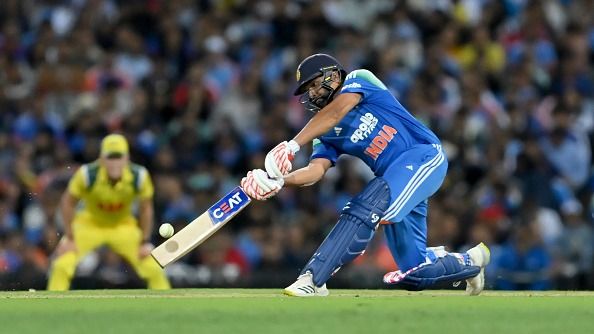 Rohit Sharma of India bats
