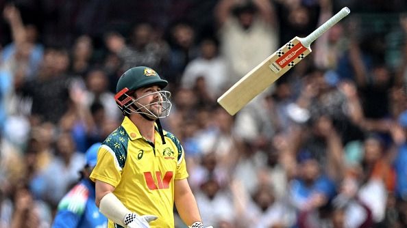 Australia's Travis Head reacts after his dismissal during the third one-day