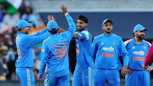 Arshdeep Singh of India celebrates with team Arshdeep Singh of India celebrates with team