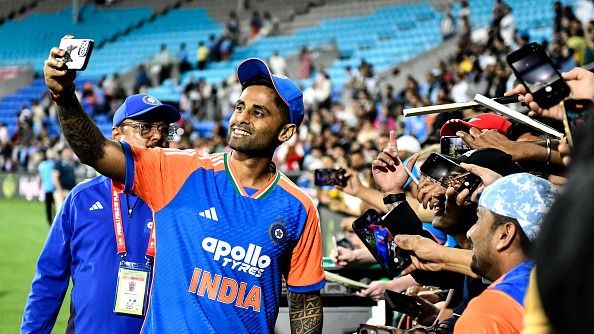 Indian captain Suryakumar Yadav poses for a selfy
