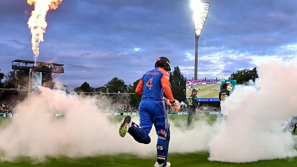 Abhishek Sharma of India walks on to bat Abhishek Sharma of India walks on to bat