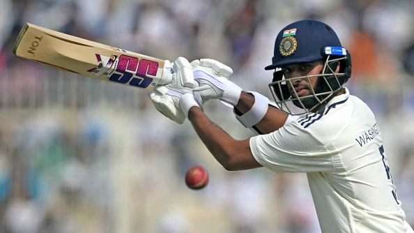 India's Washington Sundar plays a shot India's Washington Sundar plays a shot