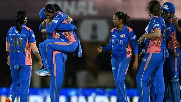 Mumbai Indians' players celebrate their win Mumbai Indians' players celebrate their win