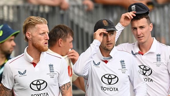 Ben Stokes, Joe Root and Harry Brook