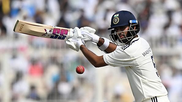 Washington Sundar of India plays a shot