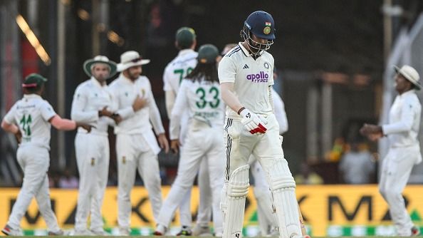 India's KL Rahul walks back to the pavilion after his dismissal