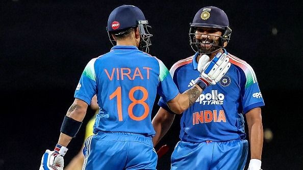 India's Rohit Sharma (R) and Virat Kohli in this frame