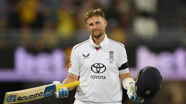 Joe Root of England reaches his century 