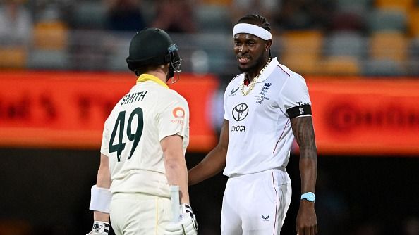 Jofra Archer of England and Australia captain Steve Smith Jofra Archer of England and Australia captain Steve Smith