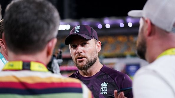 England head coach Brendon McCullum is interviewed England head coach Brendon McCullum is interviewed