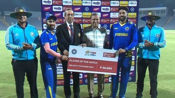 Siraj after being named Player of the Match Siraj after being named Player of the Match