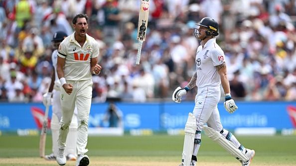 Ben Stokes is bowled by Mitchell Starc