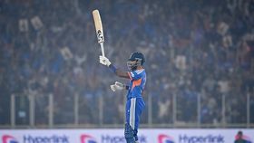 India's Hardik Pandya celebrates after scoring a half-century India's Hardik Pandya celebrates after scoring a half-century