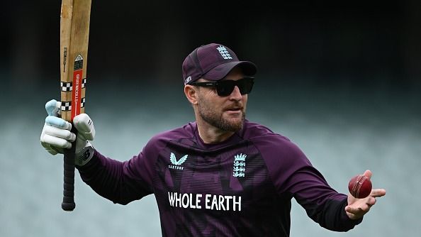 England coach Brendon McCullum during an England nets session