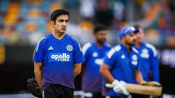 India's coach Gautam Gambhir looks on before the T20 cricket match between Australia and India ृ