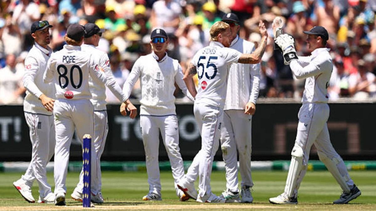  Ben Stokes of England celebrates the wicket of Cameron Green of Australia during day two of the Fourth Test in the 2025/26 Ashes Series between Australia and England at Melbourne Cricket Ground (via Getty)