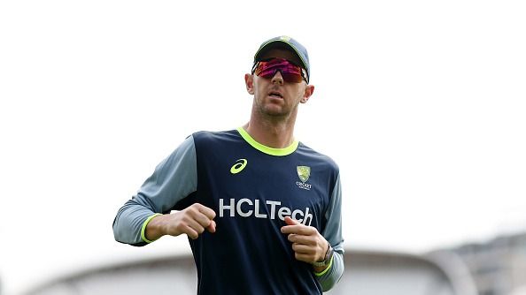 Josh Hazlewood of Australia during a Australia Nets Session