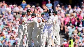 Beau Webster of Australia celebrates after dismissing Will Jacks Beau Webster of Australia celebrates after dismissing Will Jacks