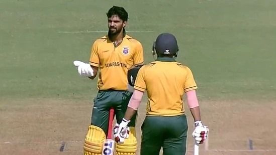 Ruturaj Gaikwad after scoring a century in the Vijay Hazare Trophy