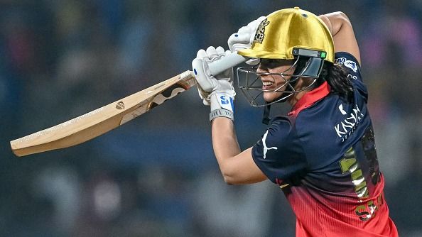 Royal Challengers Bengaluru's captain Smriti Mandhana plays a shot