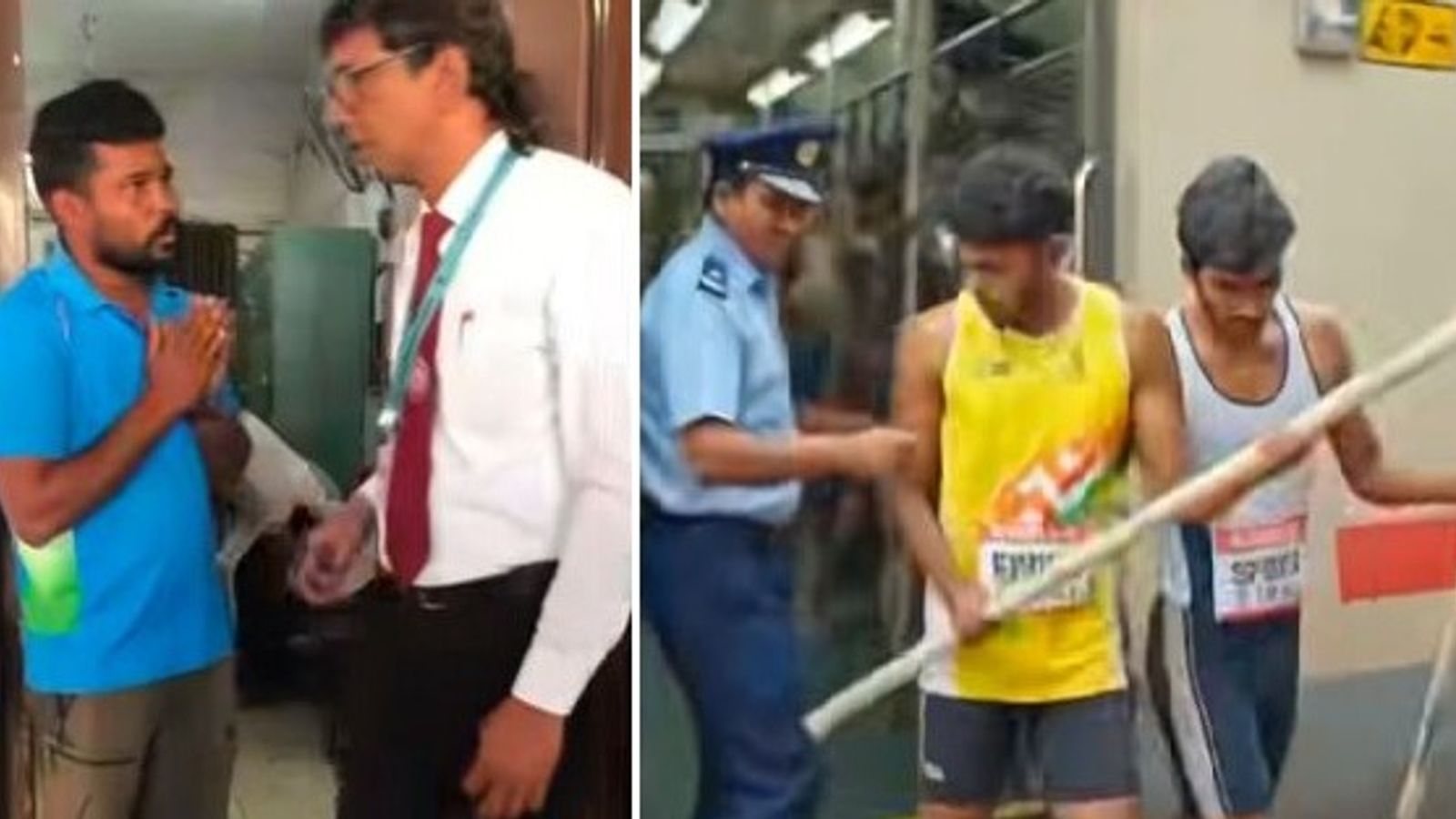 शर्मनाक! भारत के नेशनल रिकॉर्ड होल्डर पर खेल के सामान के लिए रेलवे ने ठोका जुर्माना, हाथ जोड़ TTE के सामने गिड़गिड़ाए कोच भारतीय पॉल वॉल्टर्स पर रेलवे ने लगाया जुर्माना. (pc: Dev Meena instagram)